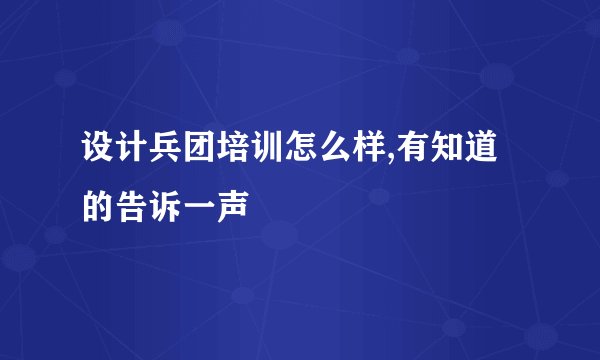 设计兵团培训怎么样,有知道的告诉一声