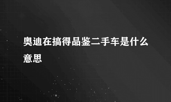 奥迪在搞得品鉴二手车是什么意思