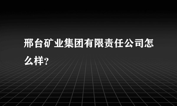 邢台矿业集团有限责任公司怎么样？