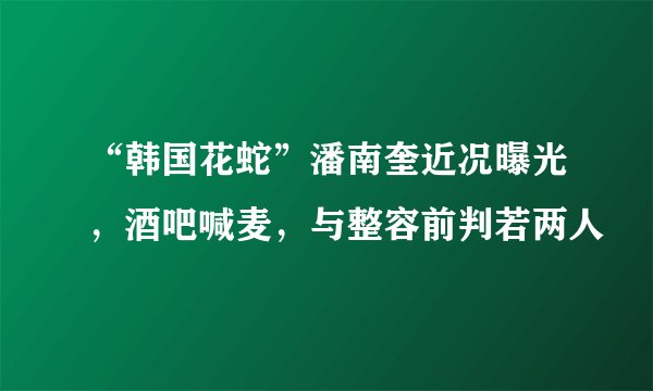 “韩国花蛇”潘南奎近况曝光，酒吧喊麦，与整容前判若两人