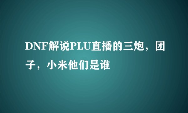 DNF解说PLU直播的三炮，团子，小米他们是谁