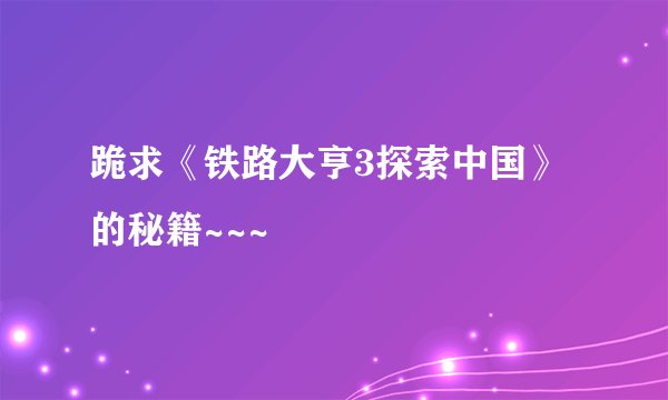 跪求《铁路大亨3探索中国》的秘籍~~~