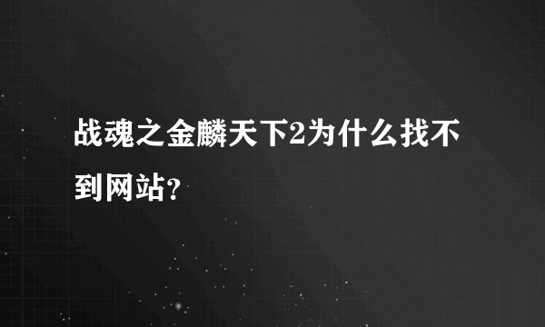 战魂之金麟天下2为什么找不到网站？