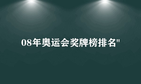 08年奥运会奖牌榜排名