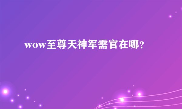 wow至尊天神军需官在哪？