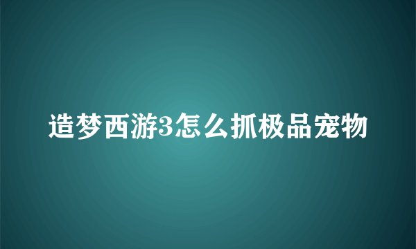 造梦西游3怎么抓极品宠物