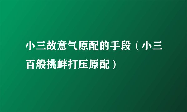 小三故意气原配的手段（小三百般挑衅打压原配）