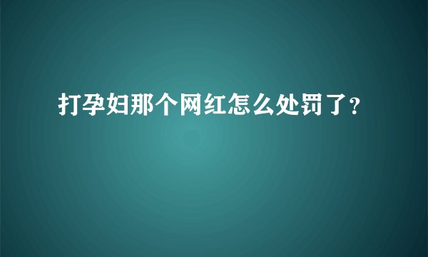 打孕妇那个网红怎么处罚了?