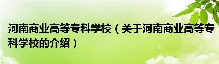 河南商业高等专科学校(关于河南商业高等专科学校的介绍)