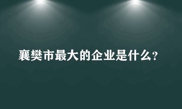 襄樊市最大的企业是什么？