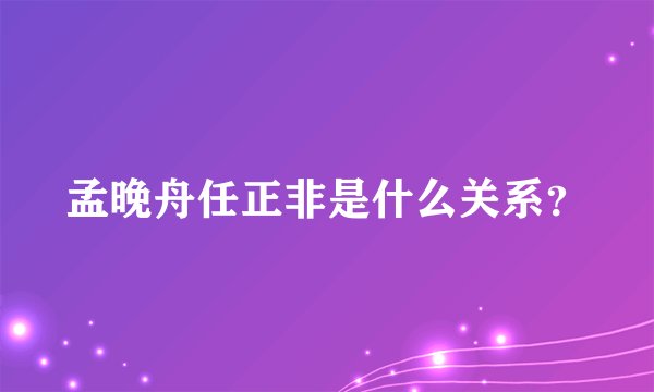 孟晚舟任正非是什么关系？