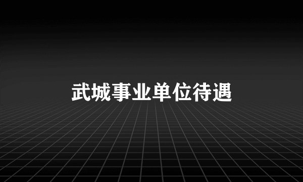武城事业单位待遇