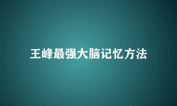 王峰最强大脑记忆方法