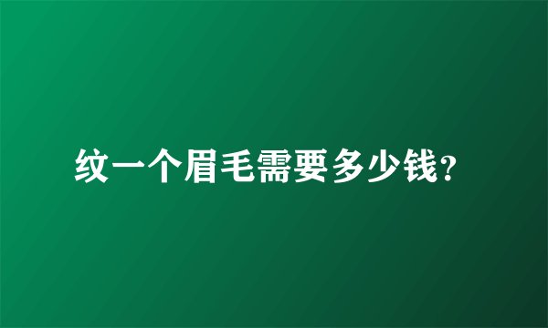 纹一个眉毛需要多少钱？