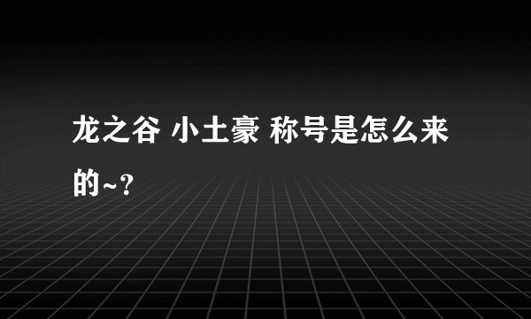 龙之谷 小土豪 称号是怎么来的~？
