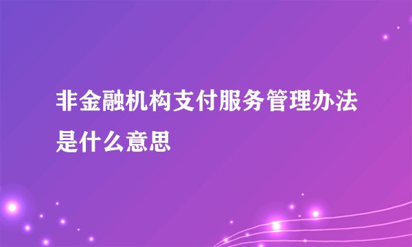 非金融机构支付服务管理办法是什么意思