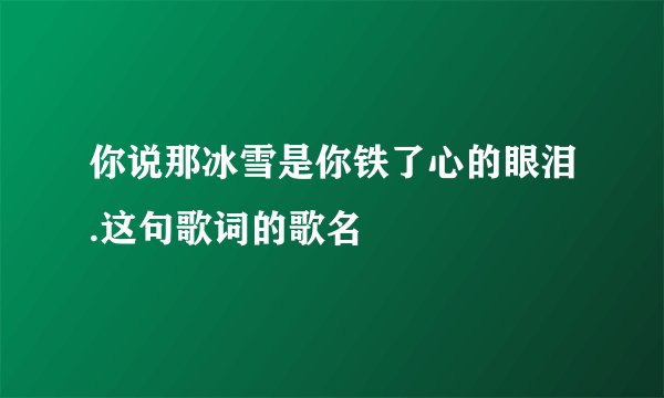 你说那冰雪是你铁了心的眼泪.这句歌词的歌名