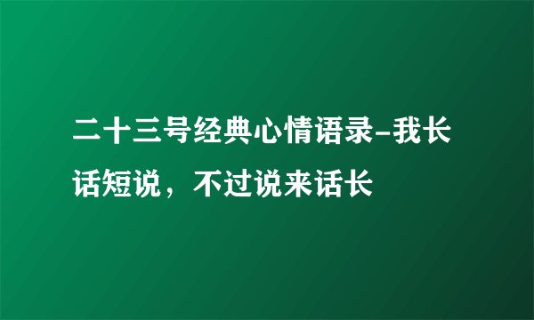 二十三号经典心情语录-我长话短说，不过说来话长