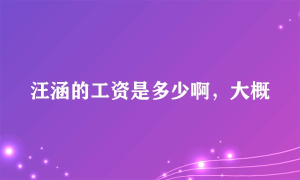 汪涵的工资是多少啊，大概