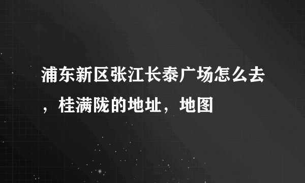 浦东新区张江长泰广场怎么去，桂满陇的地址，地图