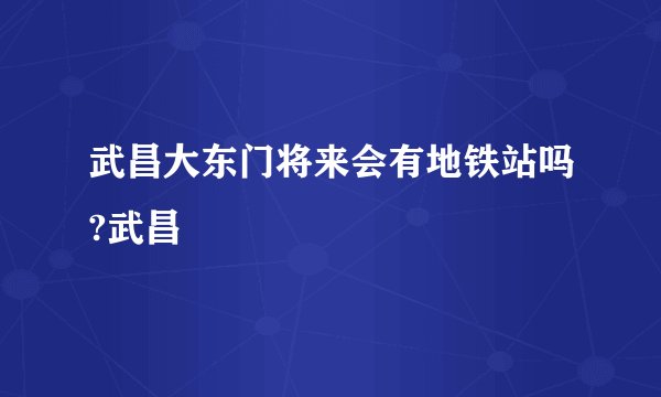 武昌大东门将来会有地铁站吗?武昌