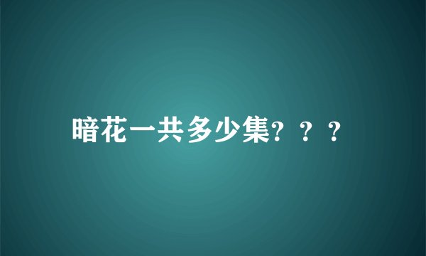 暗花一共多少集？？？