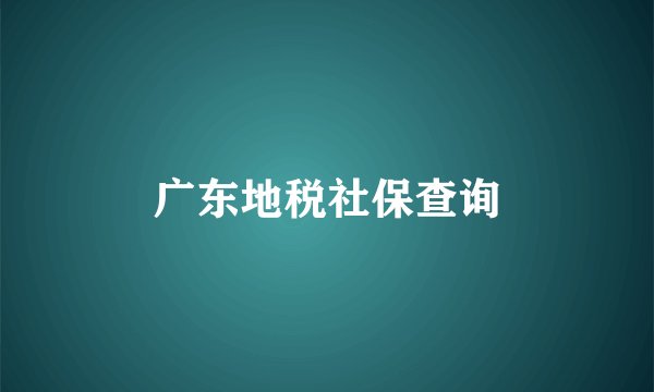 广东地税社保查询