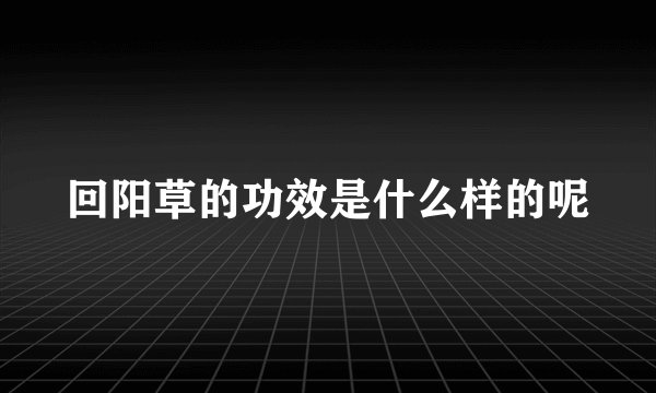 回阳草的功效是什么样的呢