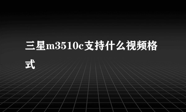 三星m3510c支持什么视频格式
