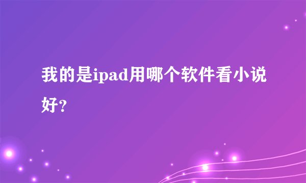 我的是ipad用哪个软件看小说好？