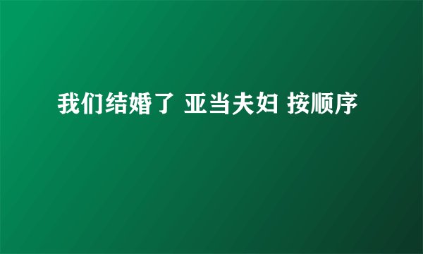 我们结婚了 亚当夫妇 按顺序