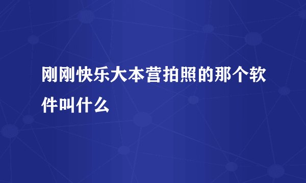 刚刚快乐大本营拍照的那个软件叫什么
