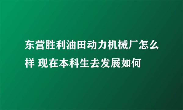 东营胜利油田动力机械厂怎么样 现在本科生去发展如何
