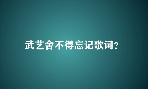 武艺舍不得忘记歌词？