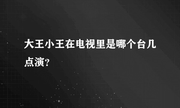 大王小王在电视里是哪个台几点演？