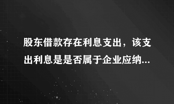 股东借款存在利息支出，该支出利息是是否属于企业应纳税额范围内？最新法律依据。