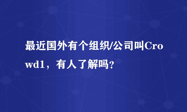 最近国外有个组织/公司叫Crowd1,有人了解吗?
