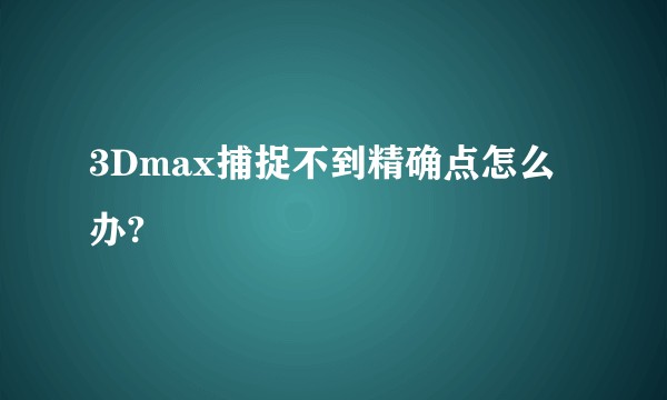 3Dmax捕捉不到精确点怎么办?