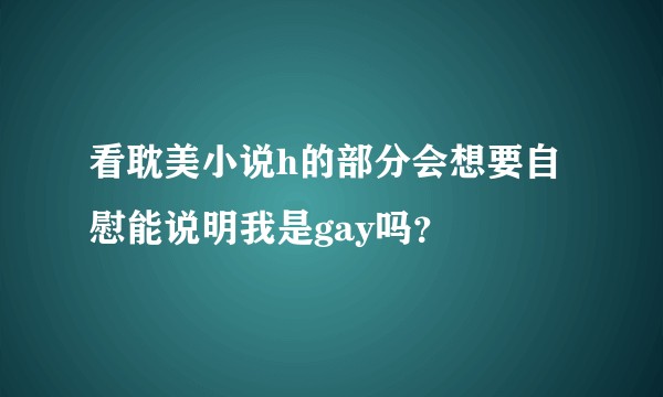 看耽美小说h的部分会想要自慰能说明我是gay吗？