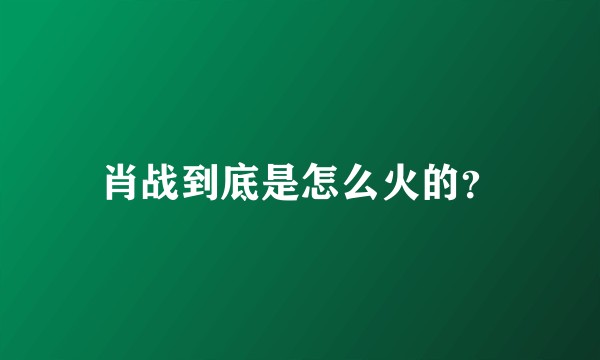 肖战到底是怎么火的？