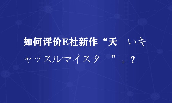 如何评价E社新作“天結いキャッスルマイスター”。？
