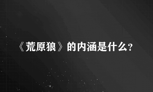《荒原狼》的内涵是什么？