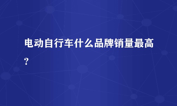 电动自行车什么品牌销量最高？