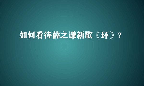 如何看待薛之谦新歌《环》？