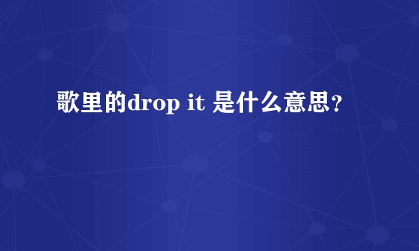 歌里的drop it 是什么意思？