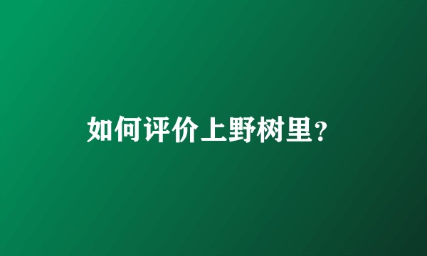 如何评价上野树里?