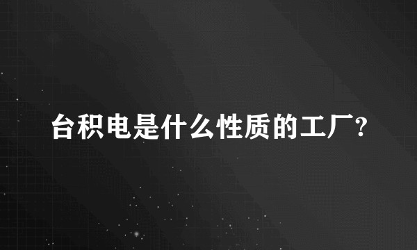 台积电是什么性质的工厂?
