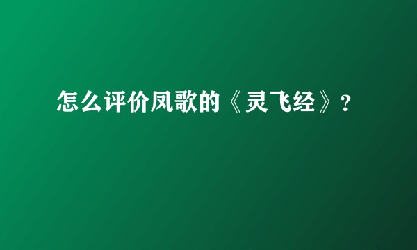 怎么评价凤歌的《灵飞经》？