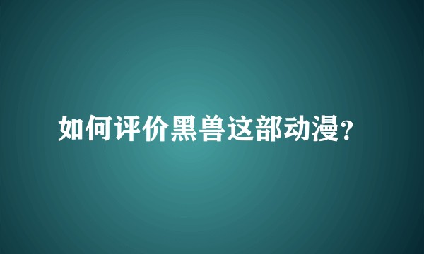 如何评价黑兽这部动漫？