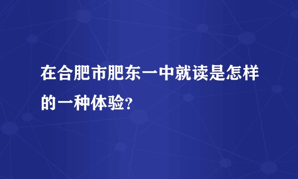 在合肥市肥东一中就读是怎样的一种体验？